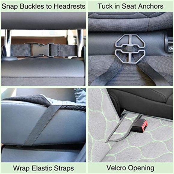 BABYLTRL Waterproof Dog Rear Seat Cover, Middle Armrest & Seat belt (Gunmetal) - Picture 6 of 9